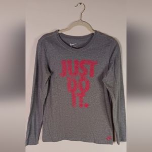 Nike Long Sleeve Women's "Just Do It" Shirt 100% cotton Sz XL SLIM FIT